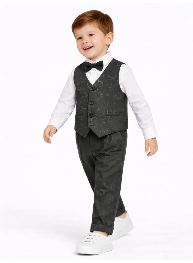 victor and jane Dark Grey Waistcoat, Shirt, Trousers & Bow Tie Set (3 Years–8 Years)